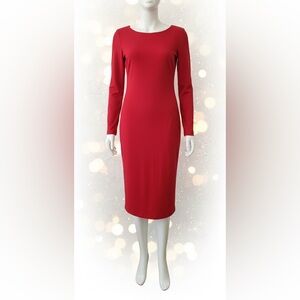 Talbots Festive Red Long-Sleeve Dress